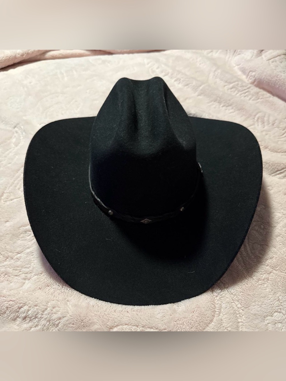 Justin Boots Black Felt Cowboy Hat size 6 7/8